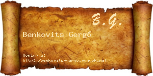 Benkovits Gergő névjegykártya